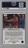 Donovan Mitchell from the 2023-24 Panini Prizm Deca set featuring a Black parallel graded by PSA and given an overall grade of 9.