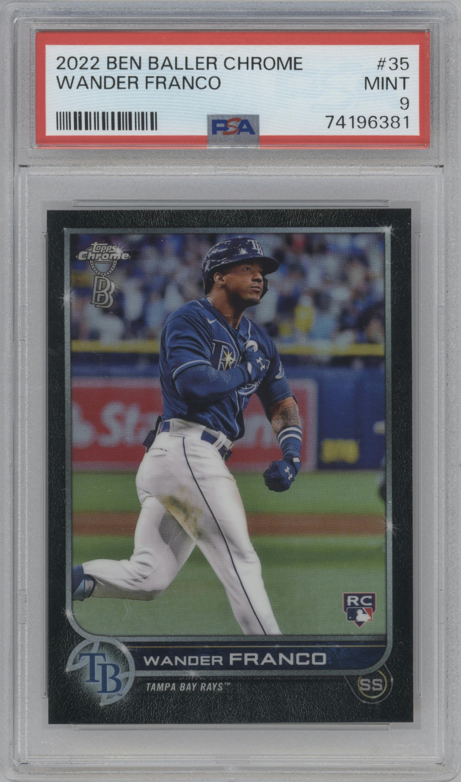 Wander Franco from the 2022 Topps Chrome Ben Baller set graded by PSA and given an overall grade of 9.