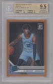 Ja Morant from the 2019-20 Panini Donruss Optic set featuring a Orange parallel graded by Beckett and given an overall grade of 9.5.