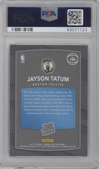Jayson Tatum from the 2017-18 Panini Donruss Optic set featuring a Shock parallel graded by PSA and given an overall grade of 10.