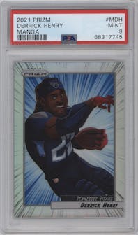 Derrick Henry from the 2021 Panini Prizm set graded by PSA and given an overall grade of 9.