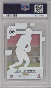 Christian Watson  from the 2022 Clearly Donruss set graded by PSA and given an overall grade of 10.