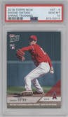 Shohei Ohtani from the 2018 Topps Now set graded by PSA and given an overall grade of 10.