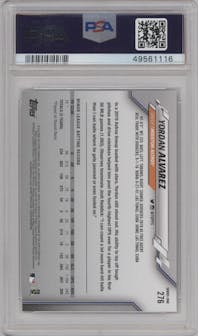 Yordan Alvarez from the 2020 Topps Series 1 set graded by PSA and given an overall grade of 10.