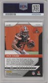 Nick Chubb from the 2018 Panini Prizm set featuring a Silver Prizm parallel graded by PSA and given an overall grade of 9.