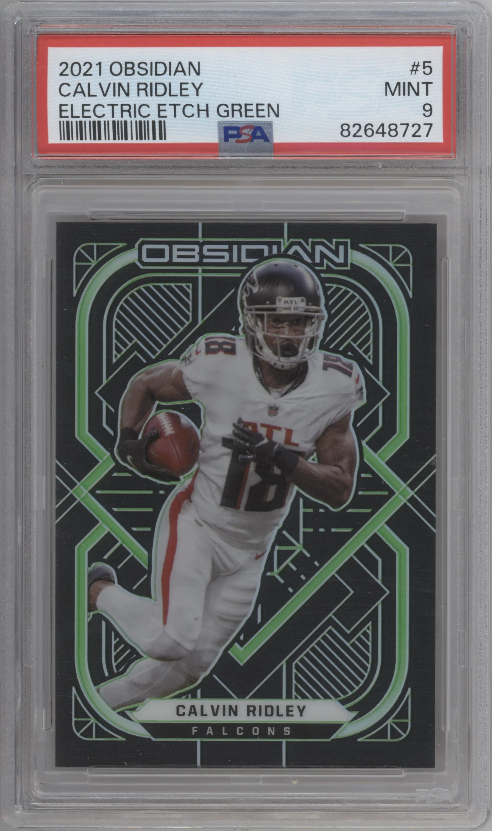 2021 Panini Obsidian Calvin Ridley Electric Etch Green #5 PSA 9