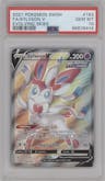 Sylveon V from the 2021 Pokemon SWSH set graded by PSA and given an overall grade of 10.