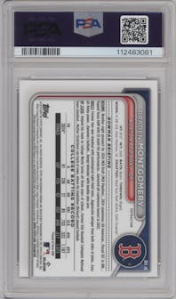Braden Montgomery from the 2024 Bowman Draft set featuring a Refractor parallel graded by PSA and given an overall grade of 10.