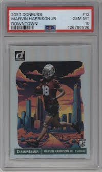 Marvin Harrison Jr. from the 2024 Donruss set graded by PSA and given an overall grade of 10.