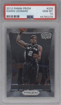 Kawhi Leonard from the 2012-13 Panini Prizm set graded by PSA and given an overall grade of 10.