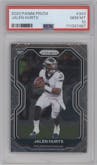 Jalen Hurts from the 2020 Panini Prizm set graded by PSA and given an overall grade of 10.