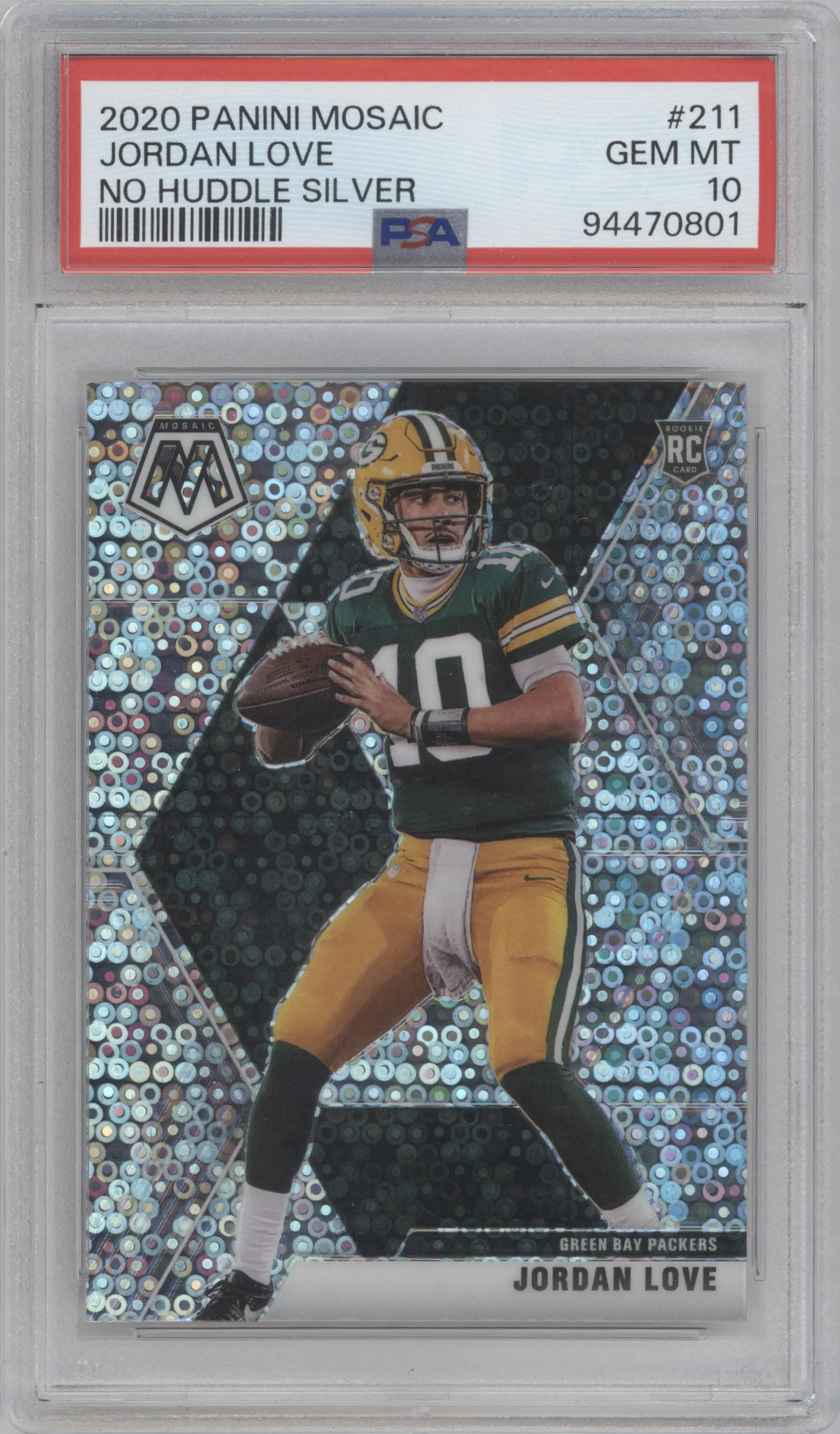 2020 Panini Mosaic Jordan Love No Huddle Silver PSA 10