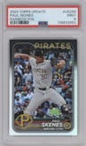 Paul Skenes from the 2024 Topps Update set featuring a Rainbow Foil parallel graded by PSA and given an overall grade of 9.