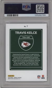 Travis Kelce from the 2024 Donruss set graded by PSA and given an overall grade of 10.