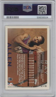 Ray Allen from the 1996-97 Topps set graded by PSA and given an overall grade of 6.
