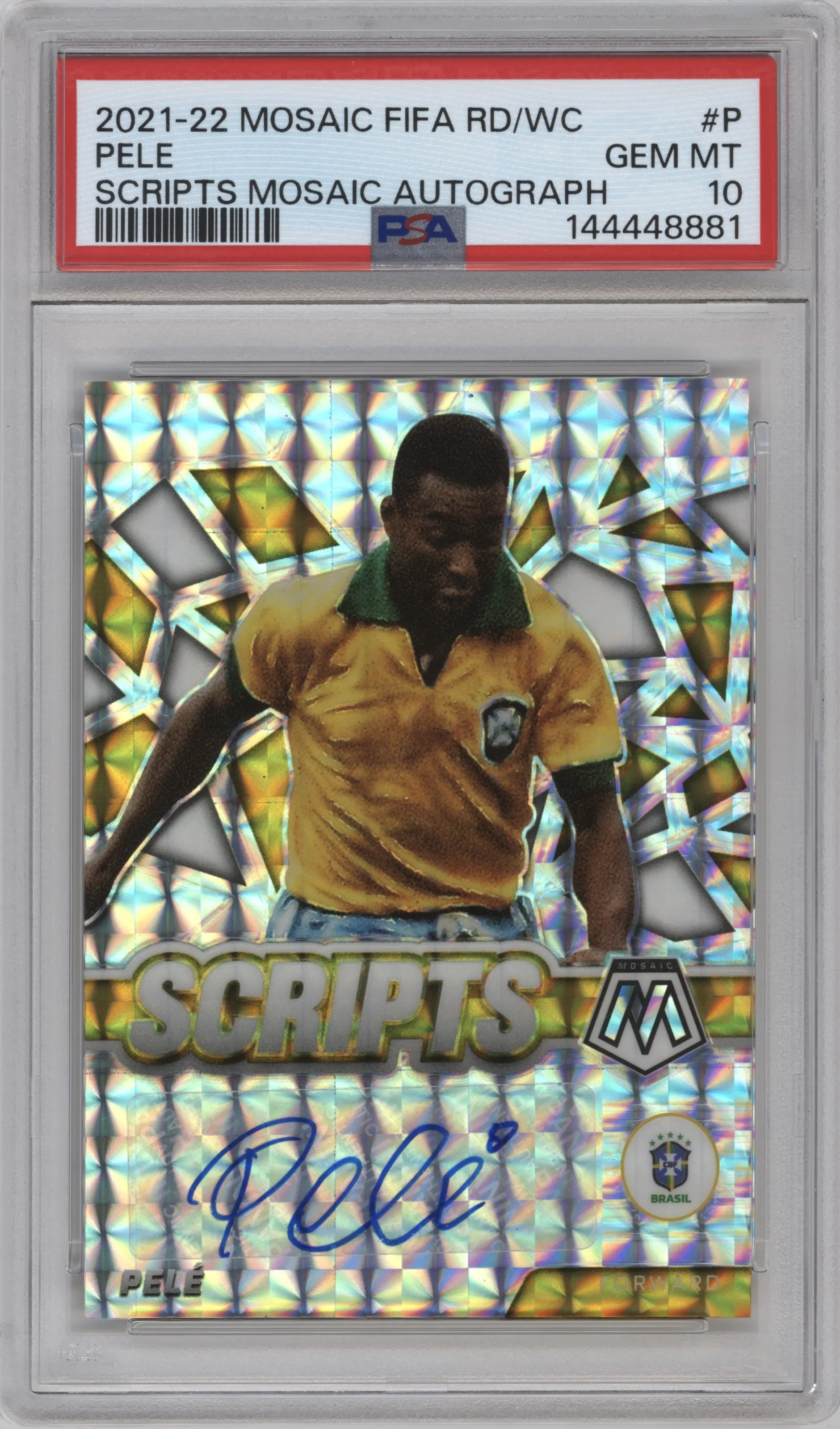 2021 Panini Mosaic Road to FIFA World Cup Scripts Pele #S-P PSA 10