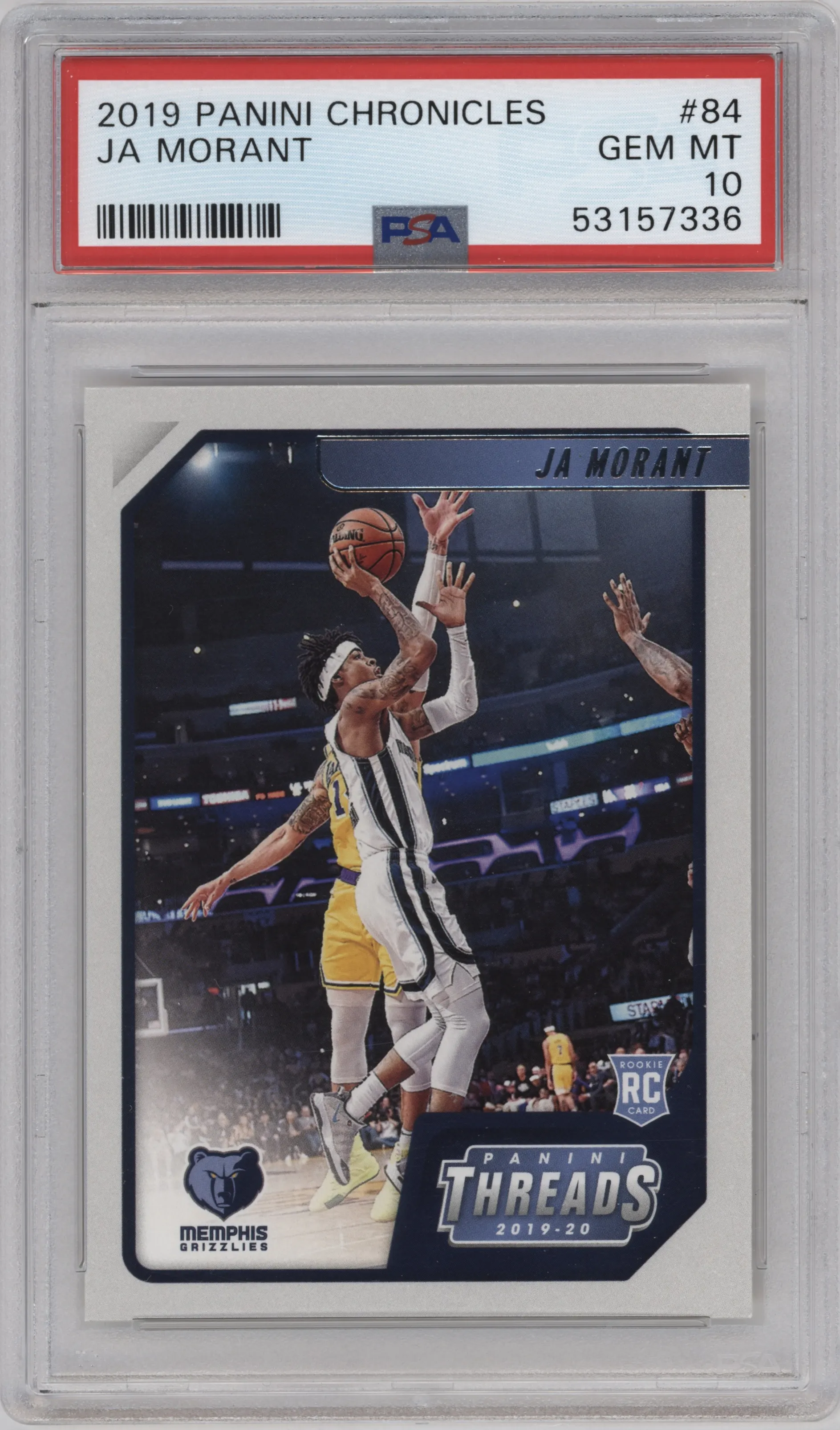 2019 Panini Chronicles Threads Ja Morant PSA 10