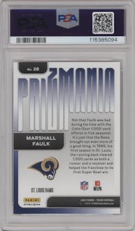 Marshall Faulk from the 2024 Panini Prizm set graded by PSA and given an overall grade of 9.