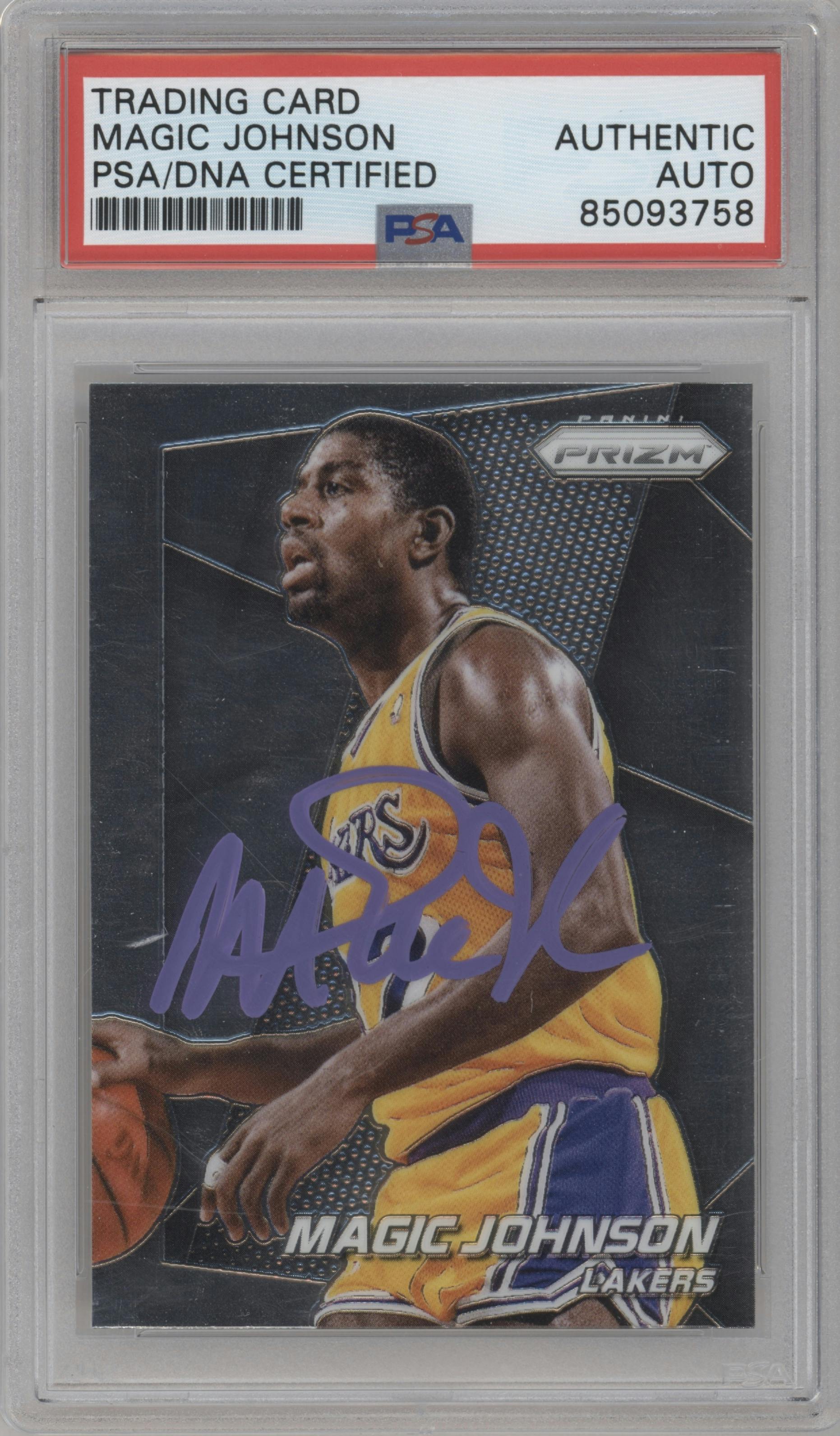 Magic Johnson from the 2014-15 Panini Prizm set graded by PSA.