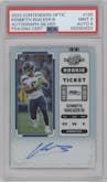 Kenneth Walker III from the 2022 Panini Contenders Optic set featuring a Silver parallel graded by PSA and given an overall grade of 9.