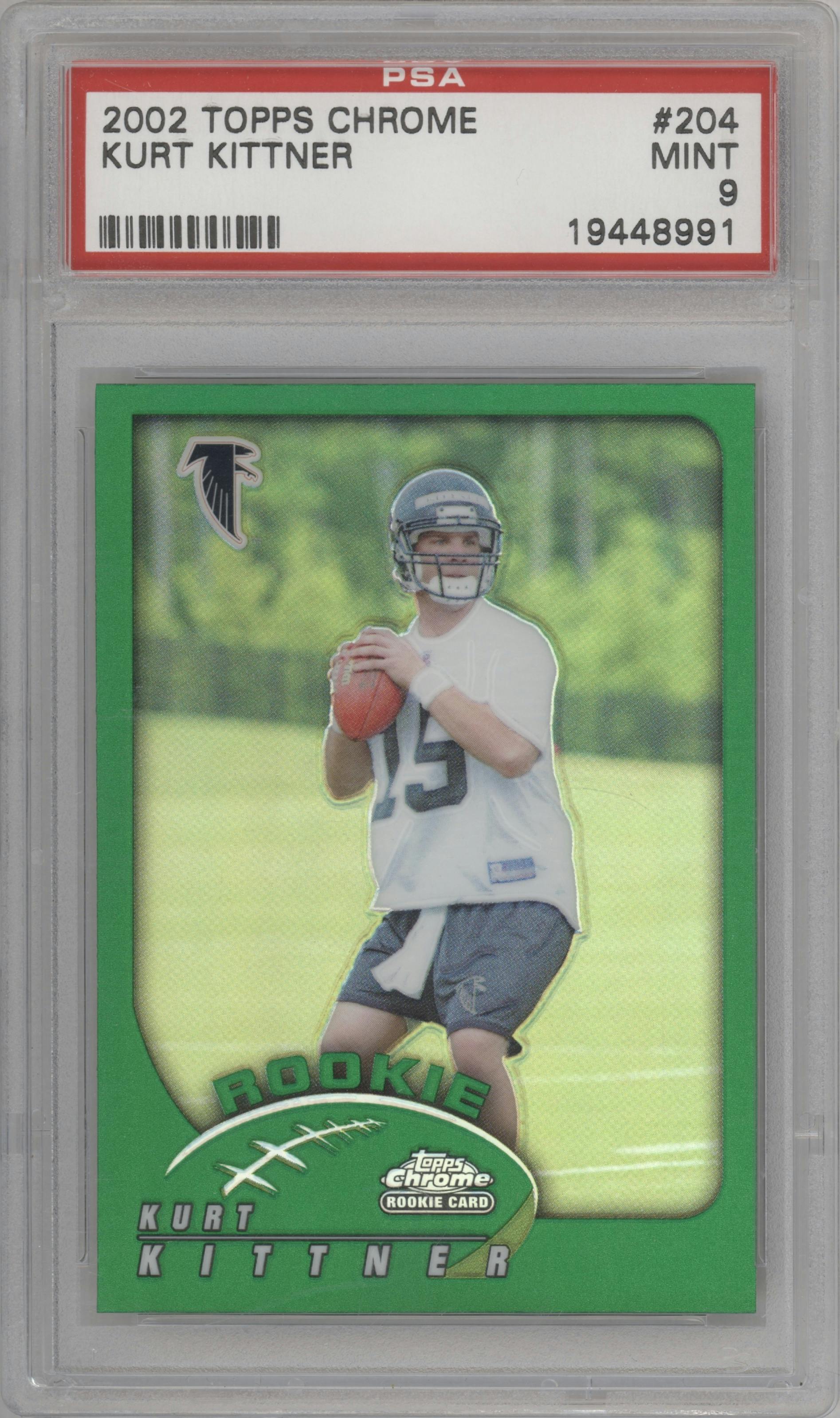 Kurt Kittner from the 2002 Topps Chrome set graded by PSA and given an overall grade of 9.