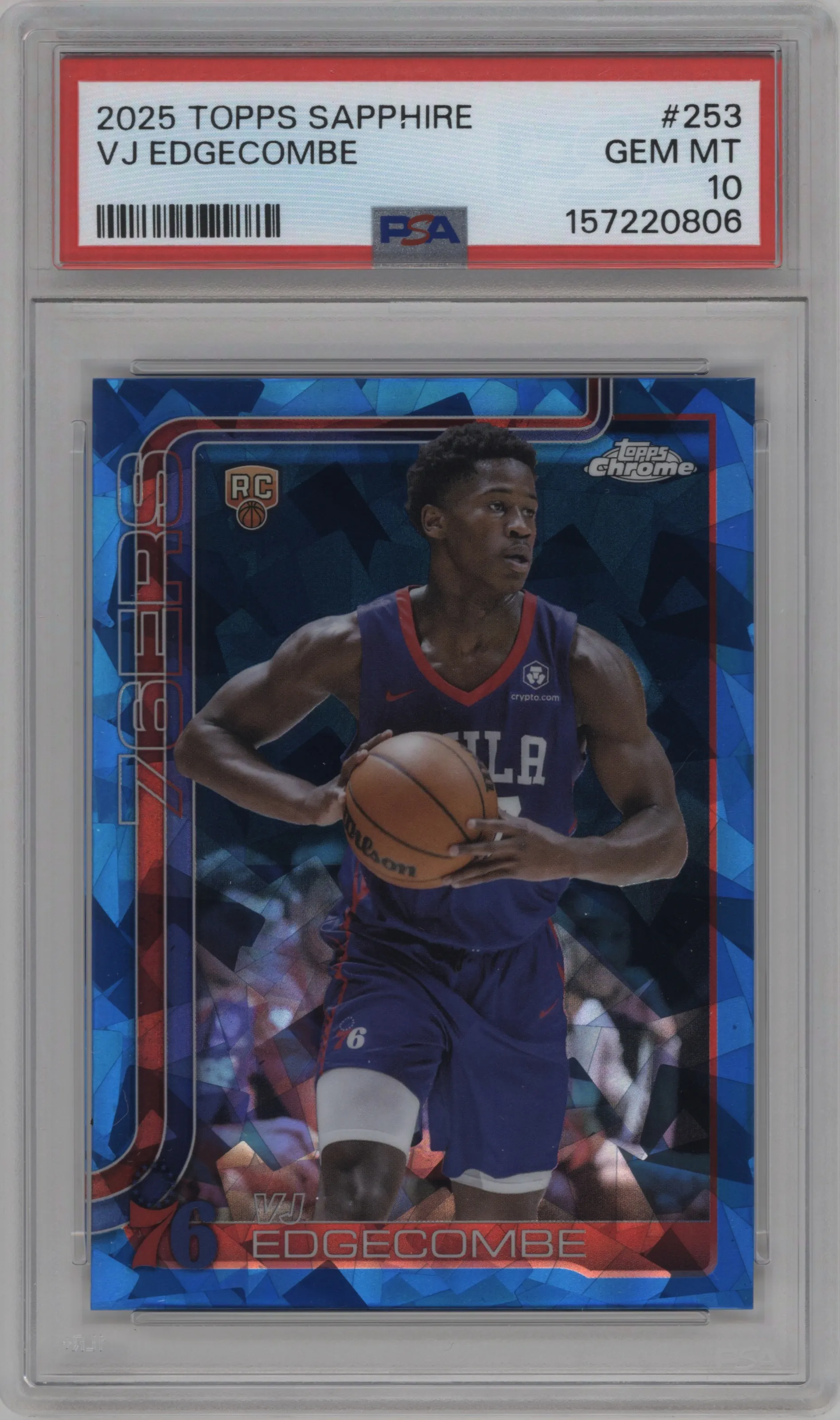 2025 Topps Chrome Sapphire Edition VJ Edgecombe #253 PSA 10