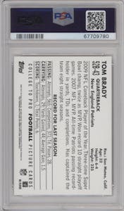 Tom Brady from the 2010 Topps set graded by PSA and given an overall grade of 9.