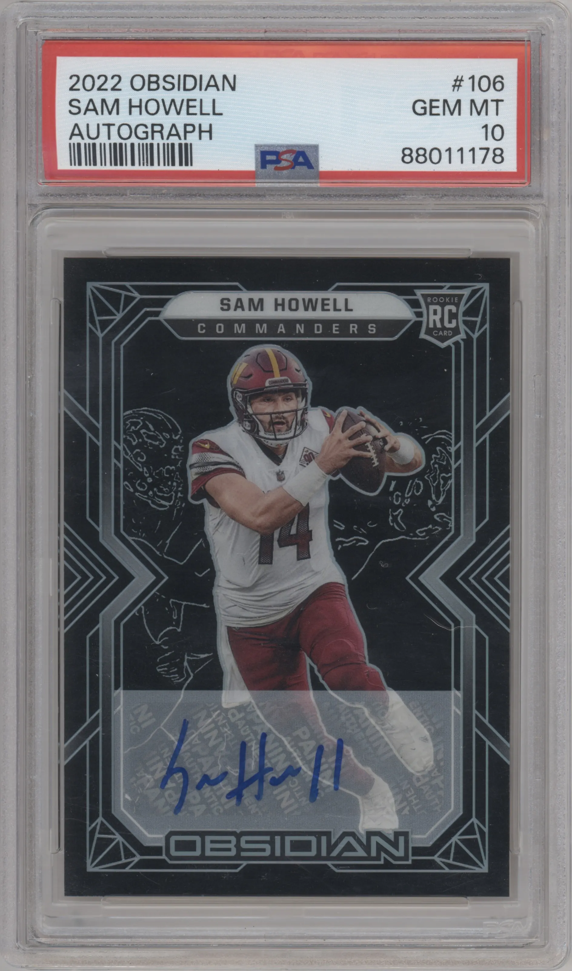 2022 Panini Obsidian Rke.Auto Sam Howell PSA 10