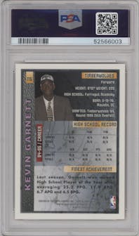 Kevin Garnett from the 1995-96 Topps Finest set graded by PSA and given an overall grade of 9.