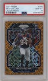 Nico Collins from the 2021 Panini Prizm set featuring a Lazer parallel graded by PSA and given an overall grade of 10.