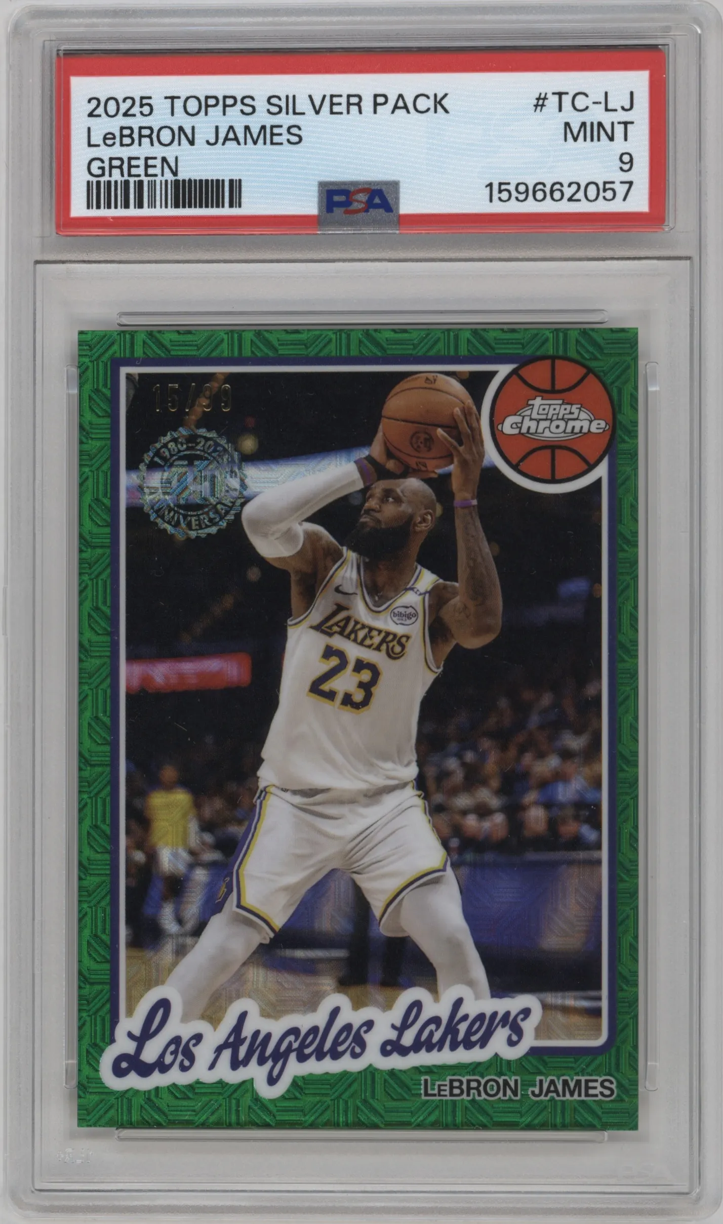 2025 Topps 1980-81 TC. Lebron James Silver Pack Green #TC-LJ PSA 9