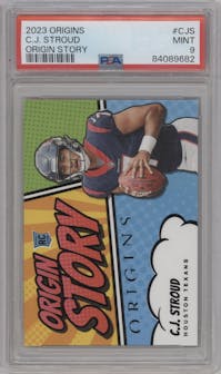 C.J. Stroud from the 2023 Panini Origins set graded by PSA and given an overall grade of 9.
