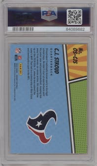 C.J. Stroud from the 2023 Panini Origins set graded by PSA and given an overall grade of 9.