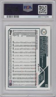 Rickey Henderson from the 2023 Topps Gilded Collection set graded by PSA and given an overall grade of 9.