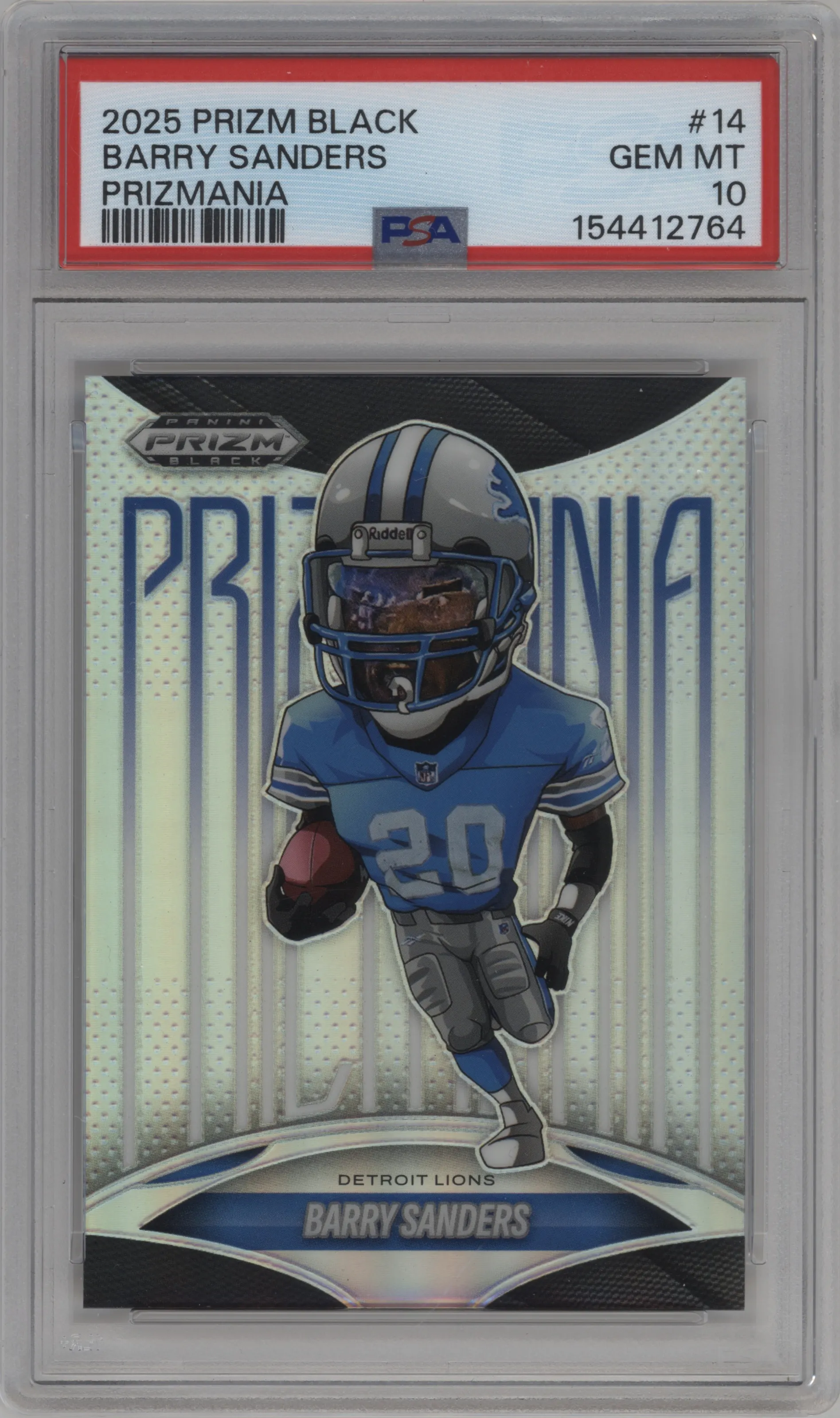 2025 Panini Prizm Black Prizmania Barry Sanders #14 PSA 10