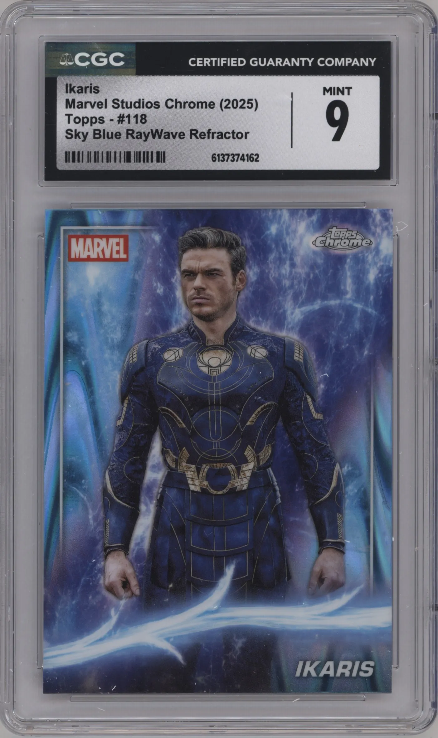 2025 Topps Chrome Marvel Studios Ikaris Sky Blue RayWave Refractor #118 CGC 9