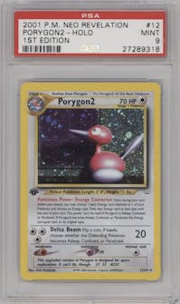 Porygon2 from the 2001 Pokemon Neo Genesis set graded by PSA and given an overall grade of 9.