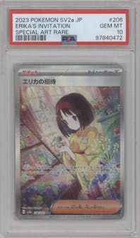 Erika's Invitation from the 2023 Pokemon SV JPN set graded by PSA and given an overall grade of 10.