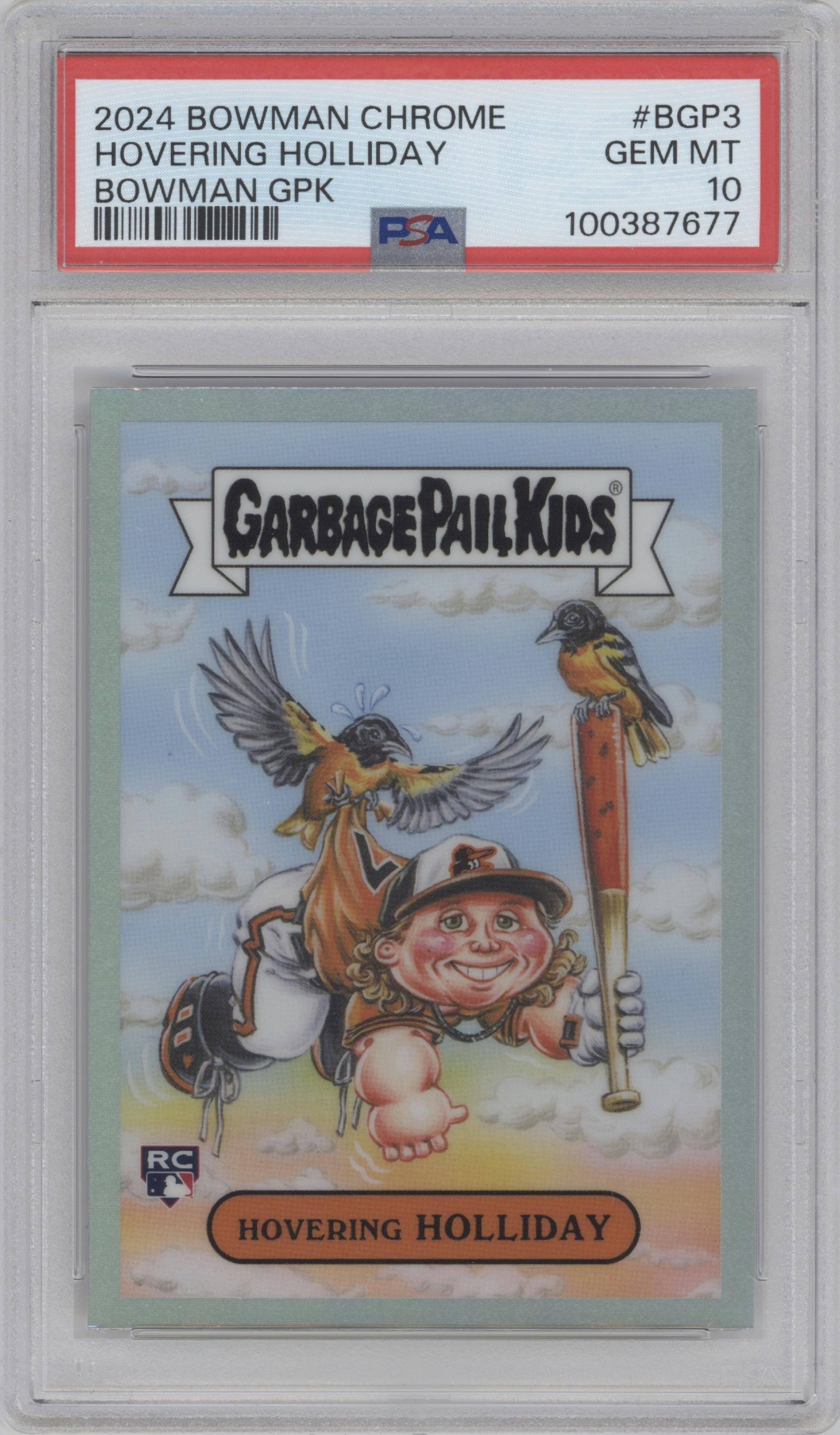 Hovering Holliday from the 2024 Bowman Chrome set graded by PSA and given an overall grade of 10.