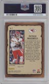 Patrick Mahomes II from the 2024 Panini Mosaic set featuring a Reactive Blue parallel graded by PSA and given an overall grade of 10.