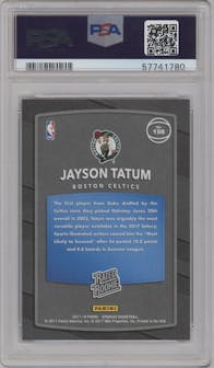 Jayson Tatum from the 2017-18 Panini Donruss set graded by PSA and given an overall grade of 10.