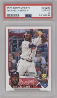 Michael Harris II from the 2023 Topps Update set graded by PSA and given an overall grade of 10.