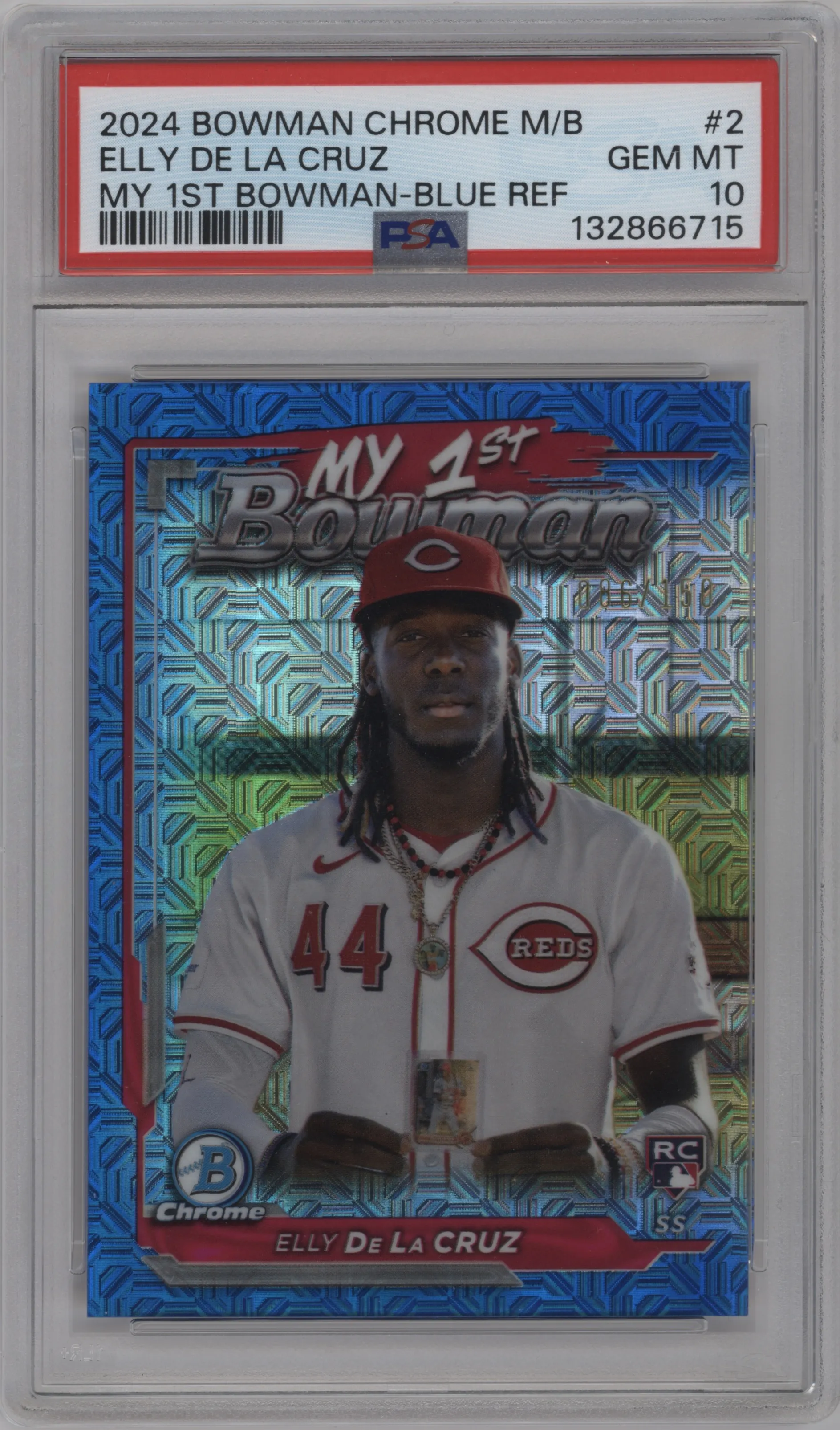 2024 Bowman Chrome Mega Box My 1st Bowman Elly De La Cruz Blue Refractor PSA 10