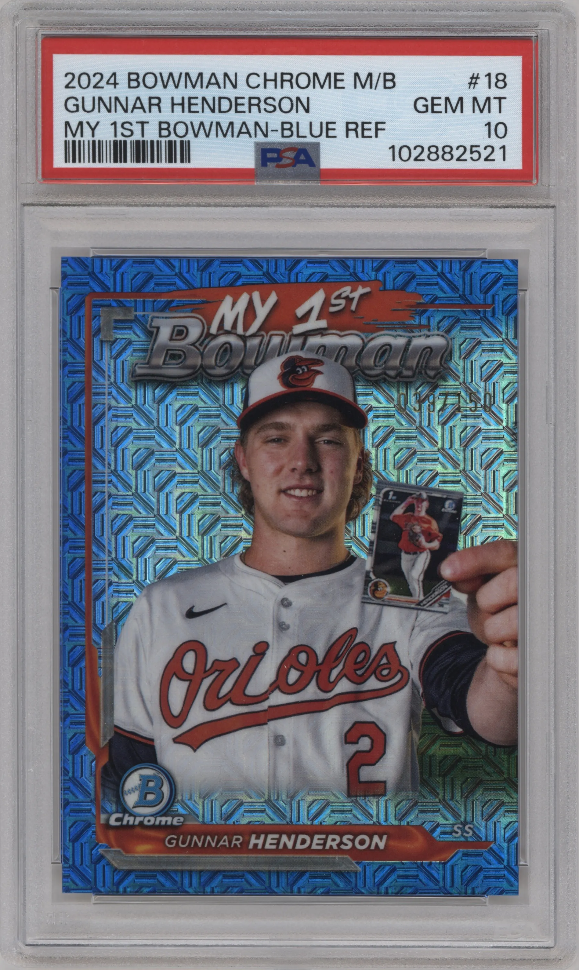 2024 Bowman Chrome Mega Box My 1st Bowman Gunnar Henderson Blue Refractor PSA 10