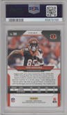 Tee Higgins from the 2020 Panini Prizm set featuring a No Huddle Red parallel graded by PSA and given an overall grade of 9.