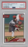 Shohei Ohtani from the 2018 Panini Chronicles set graded by PSA and given an overall grade of 10.