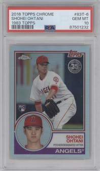 Shohei Ohtani from the 2018 Topps Chrome set graded by PSA and given an overall grade of 10.