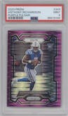 Anthony Richardson from the 2023 Panini Prizm set featuring a Purple Pulsar parallel graded by PSA and given an overall grade of 9.
