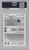Terrell Owens from the 2024 Panini Prizm set graded by PSA and given an overall grade of 10.