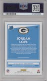 Jordan Love from the 2020 Panini Donruss set graded by PSA and given an overall grade of 9.